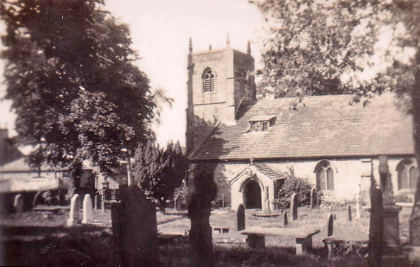 LP Church Yard.jpg - St Mary's Church  - date not known.  ( The Yew tree to left of tower looks similar size to the photos dated 1900 )   ( Attributed to J_Morrow ) 